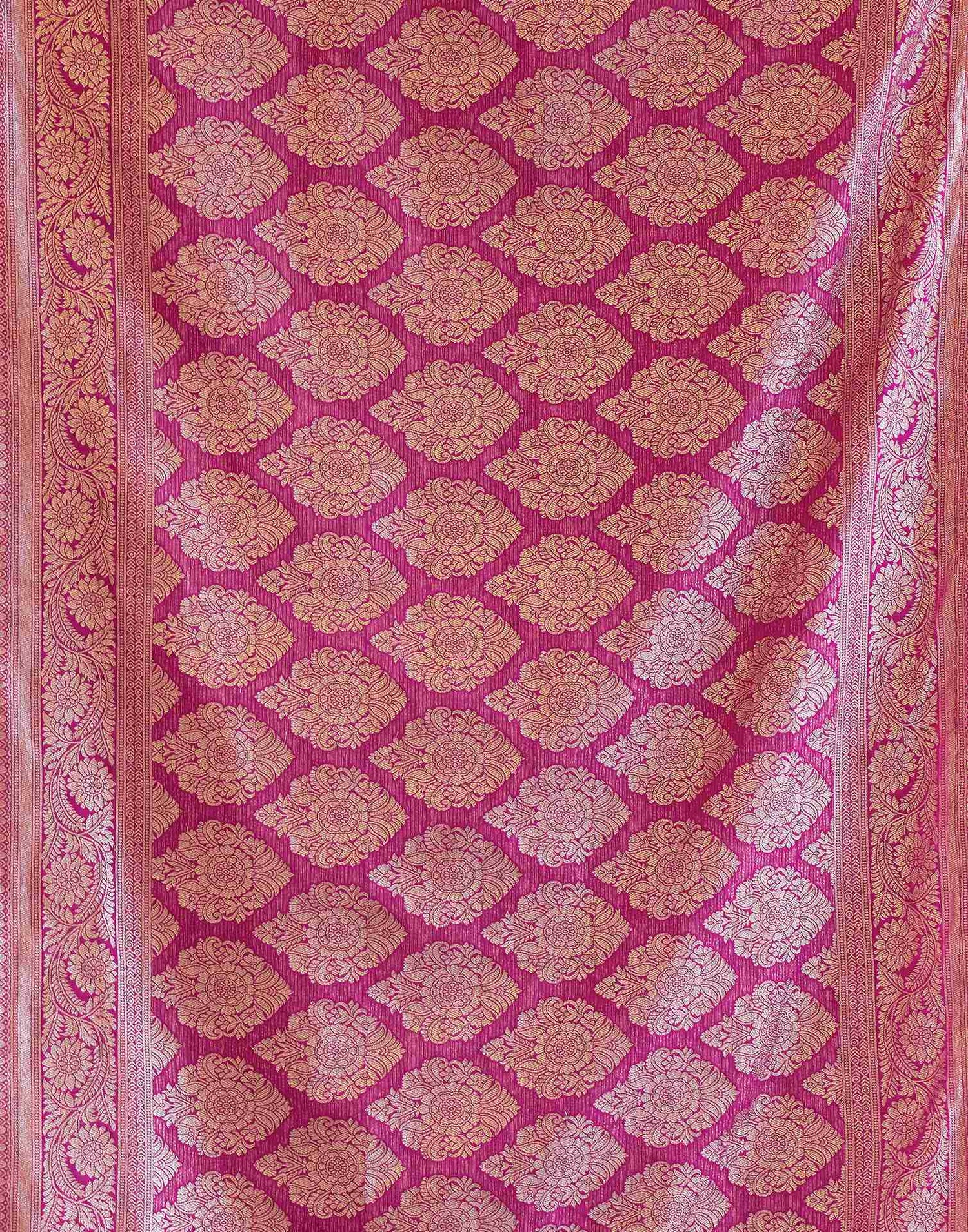 Rani Pink Silk Woven Banarasi Saree