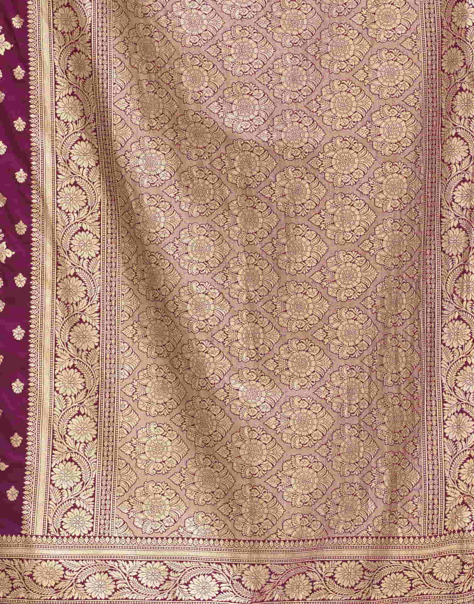 Wine Woven Banarasi Silk Saree