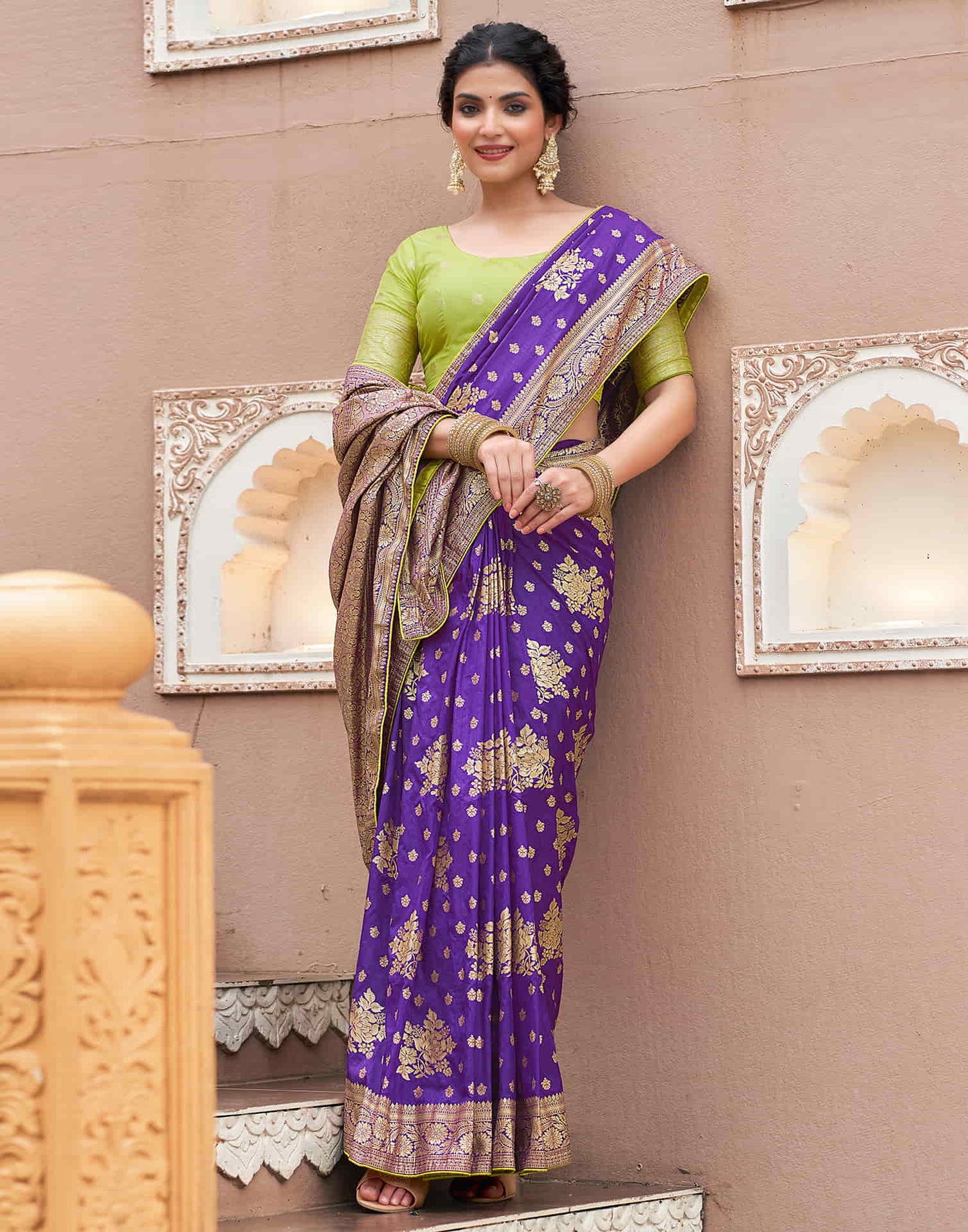 Violet Woven Banarasi Silk Saree