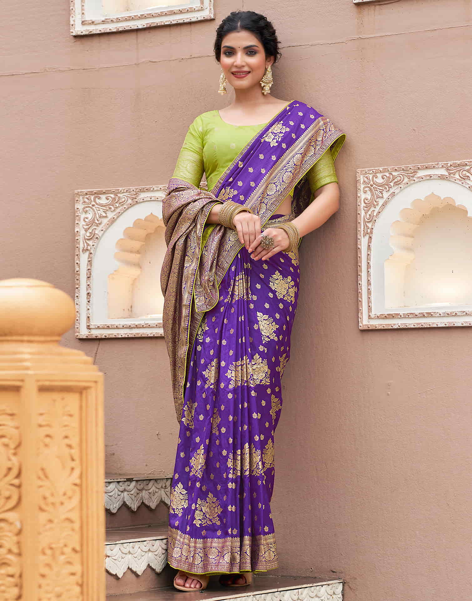 Violet Woven Banarasi Silk Saree