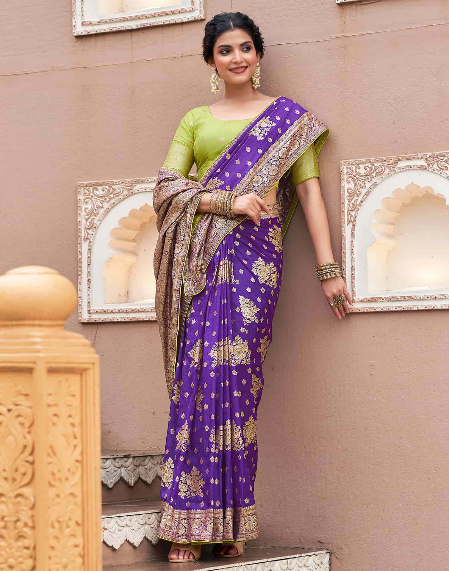 Violet Woven Banarasi Silk Saree