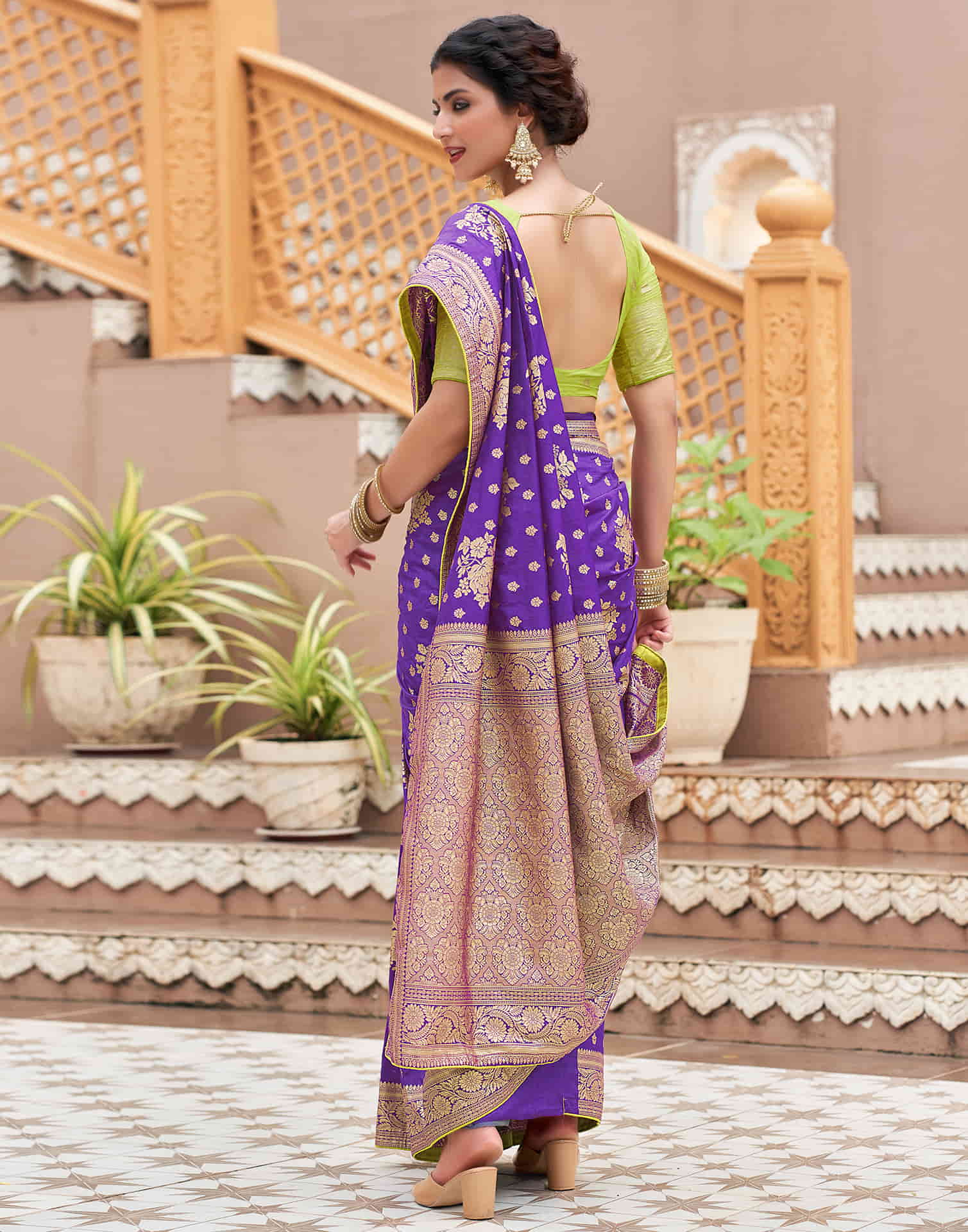 Violet Woven Banarasi Silk Saree