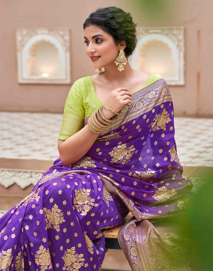 Violet Woven Banarasi Silk Saree