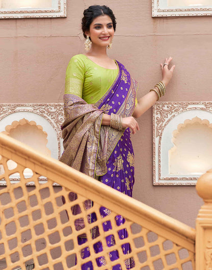 Violet Woven Banarasi Silk Saree