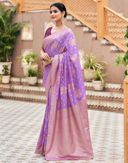 Lavender Woven Banarasi Silk Saree