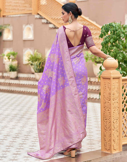 Lavender Woven Banarasi Silk Saree