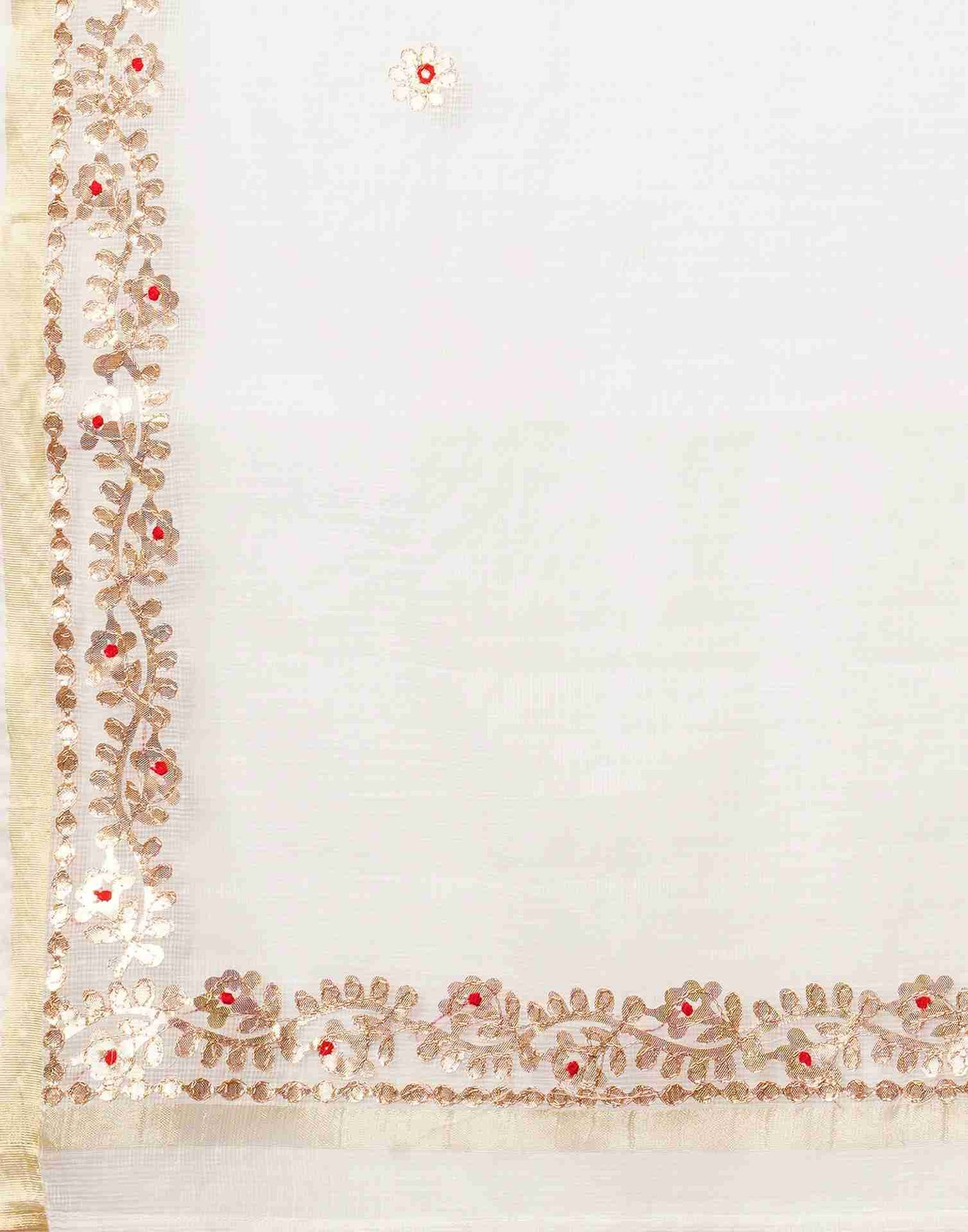 White Cotton Zari Gotta Patti Saree