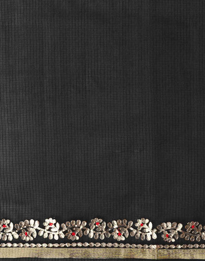 Black Cotton Plain Gotta Patti Saree