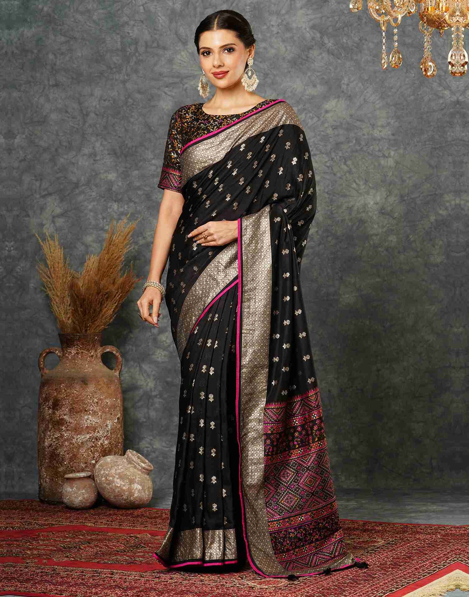 Black Silk Woven Banarasi Saree