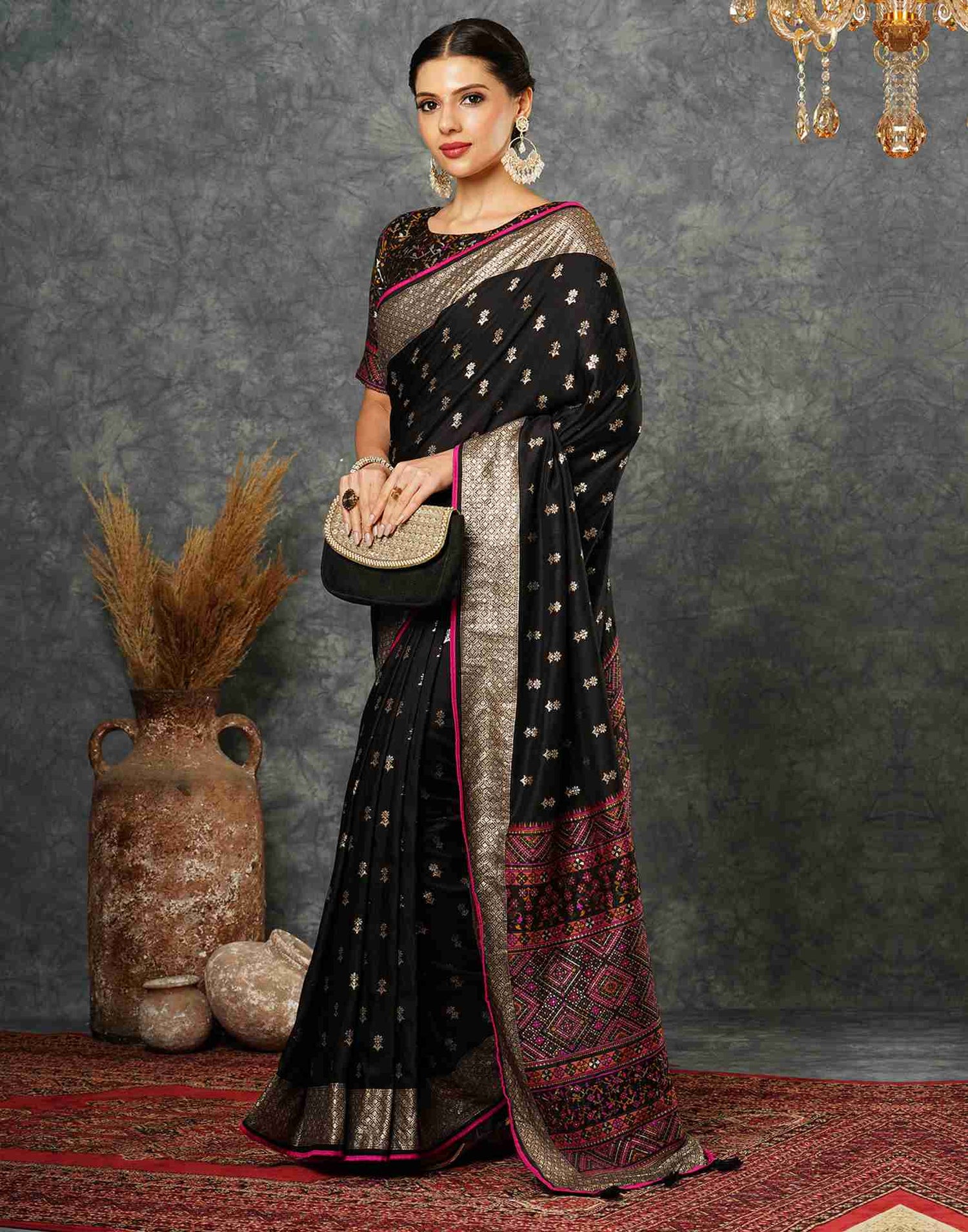 Black Silk Woven Banarasi Saree