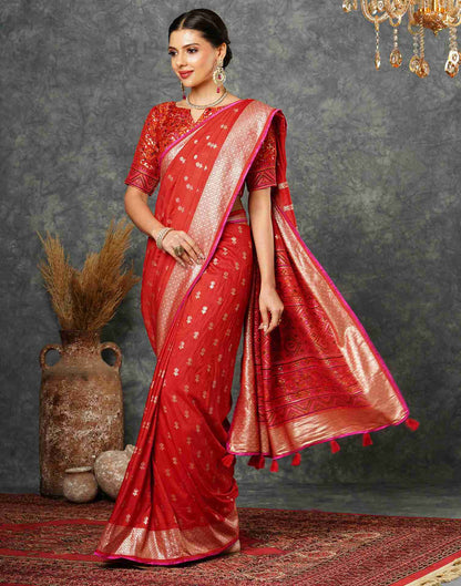 Red Silk Woven Banarasi Saree