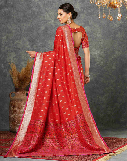 Red Silk Woven Banarasi Saree