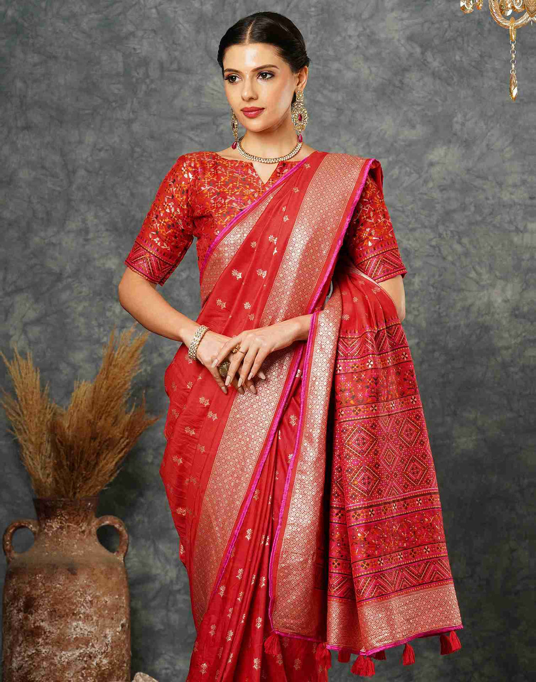 Red Silk Woven Banarasi Saree