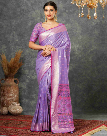 Lavender Silk Woven Banarasi Saree