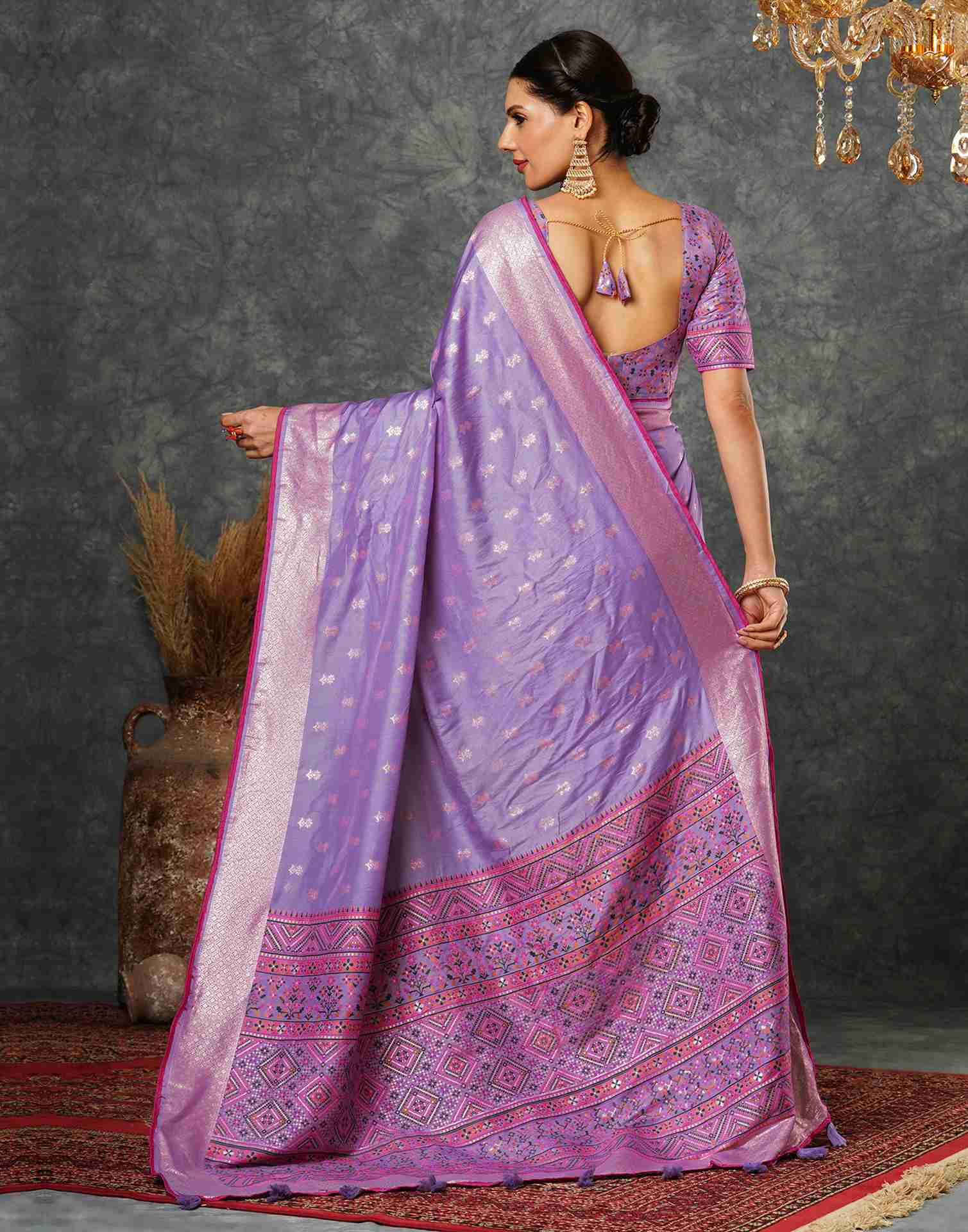 Lavender Silk Woven Banarasi Saree