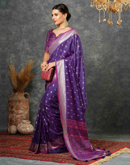 Purple Silk Woven Banarasi Saree