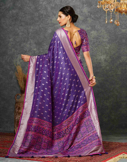 Purple Silk Woven Banarasi Saree