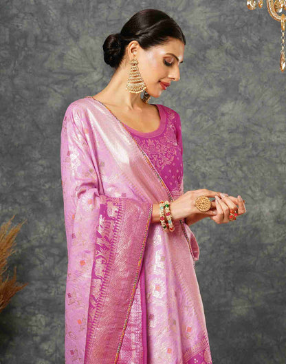 Light Pink Cotton Woven Banarasi Saree