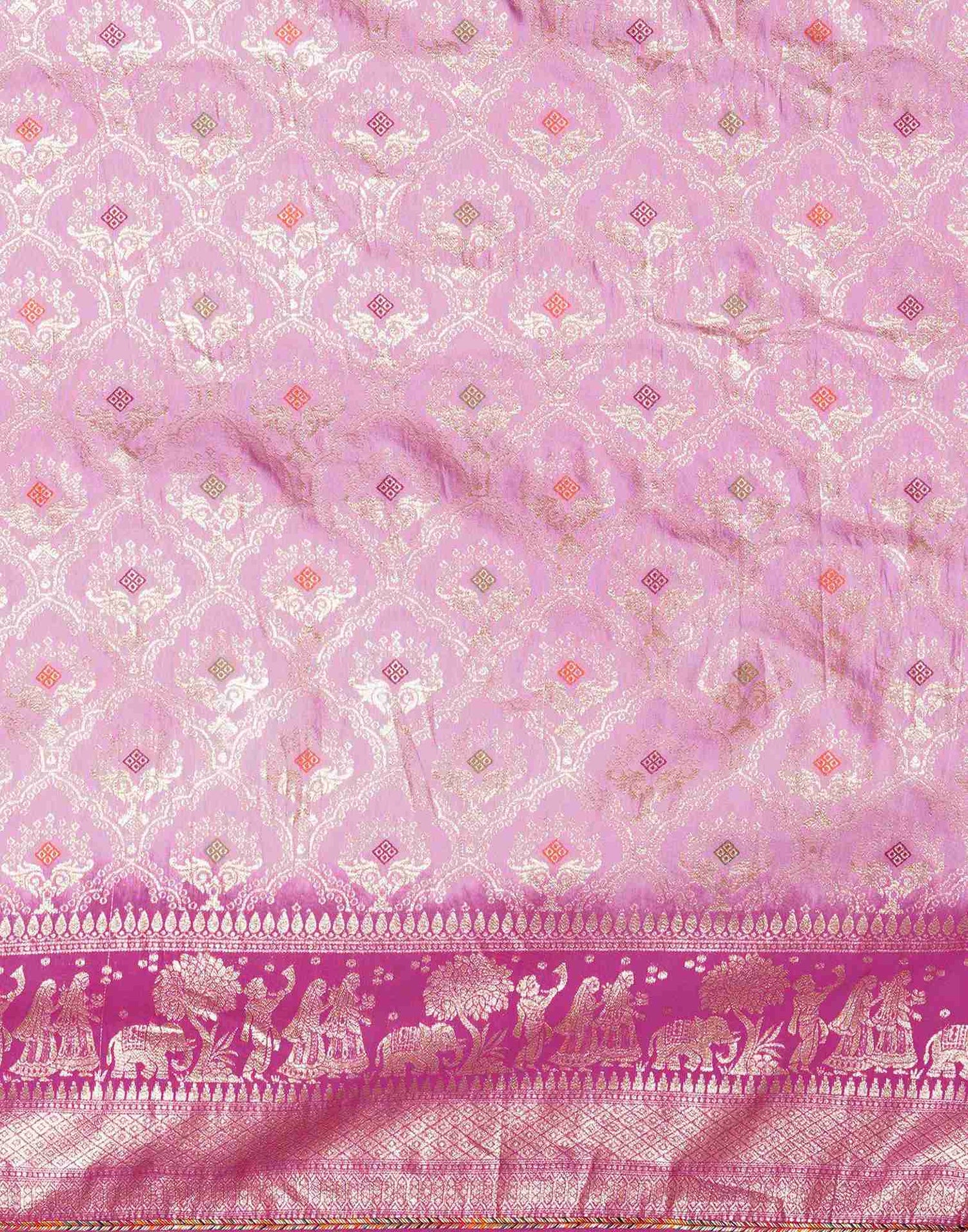 Light Pink Cotton Woven Banarasi Saree