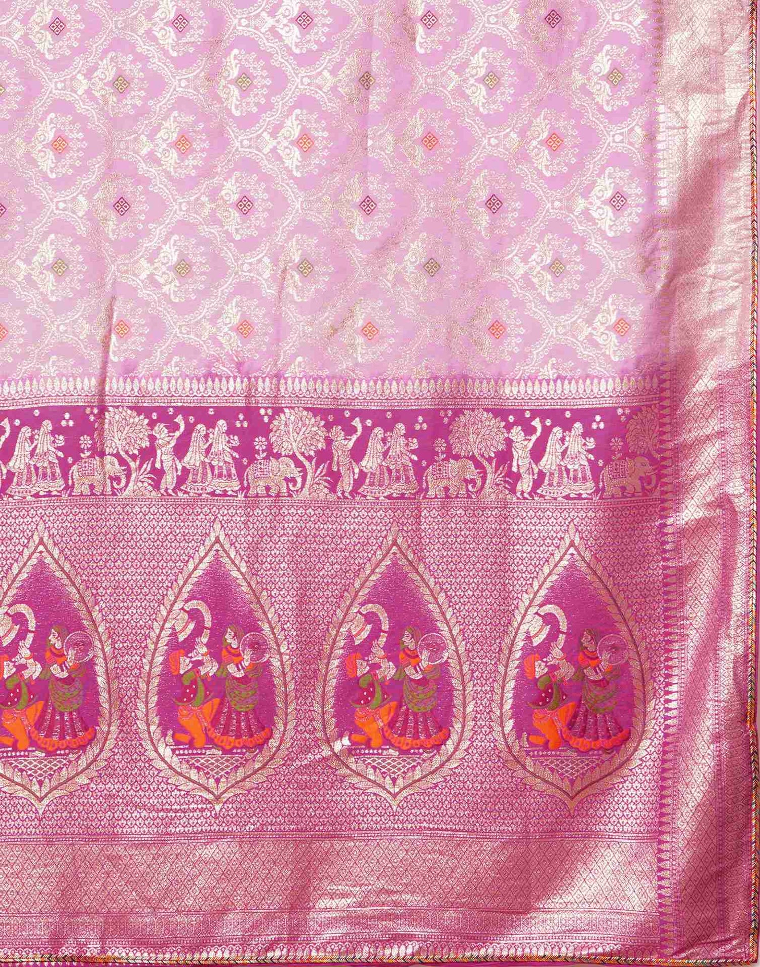 Light Pink Cotton Woven Banarasi Saree