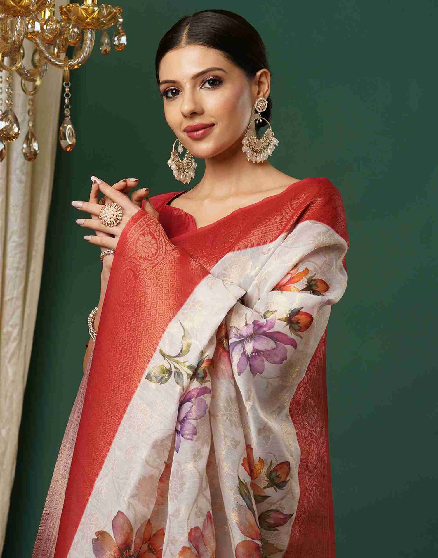 White Silk Woven Banarasi Saree