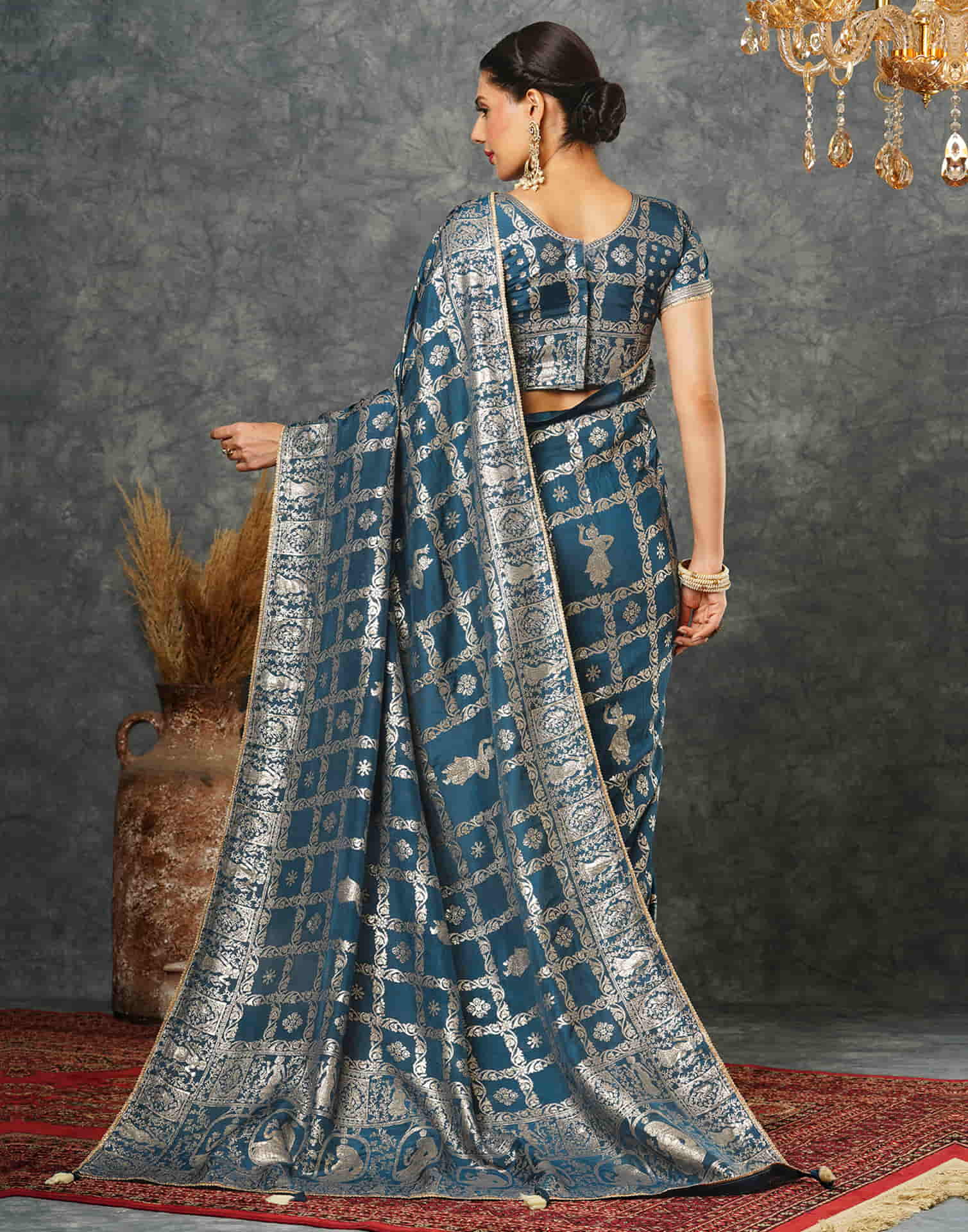 Rama Blue Woven Banarasi Cotton Saree