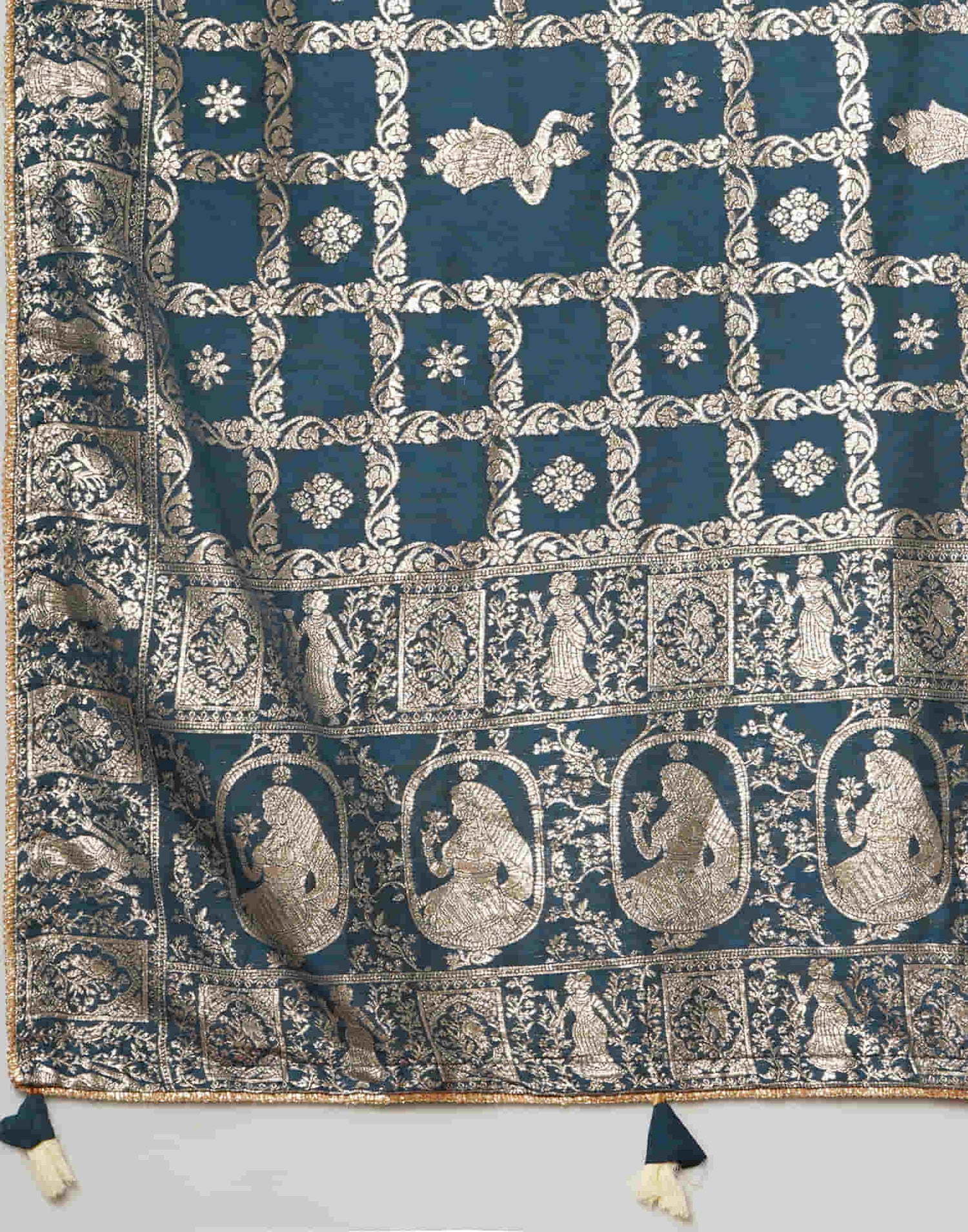 Rama Blue Woven Banarasi Cotton Saree