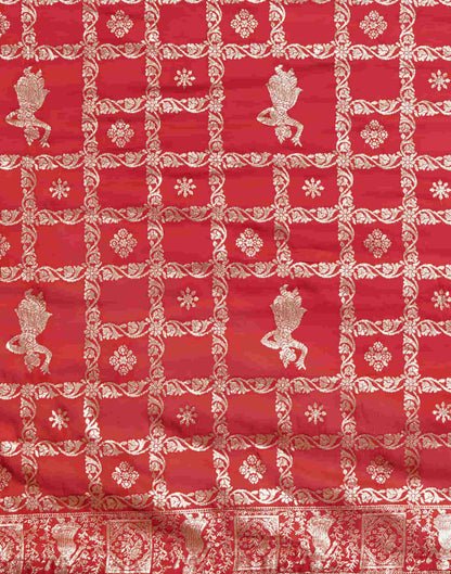 Red Woven Banarasi Cotton Saree