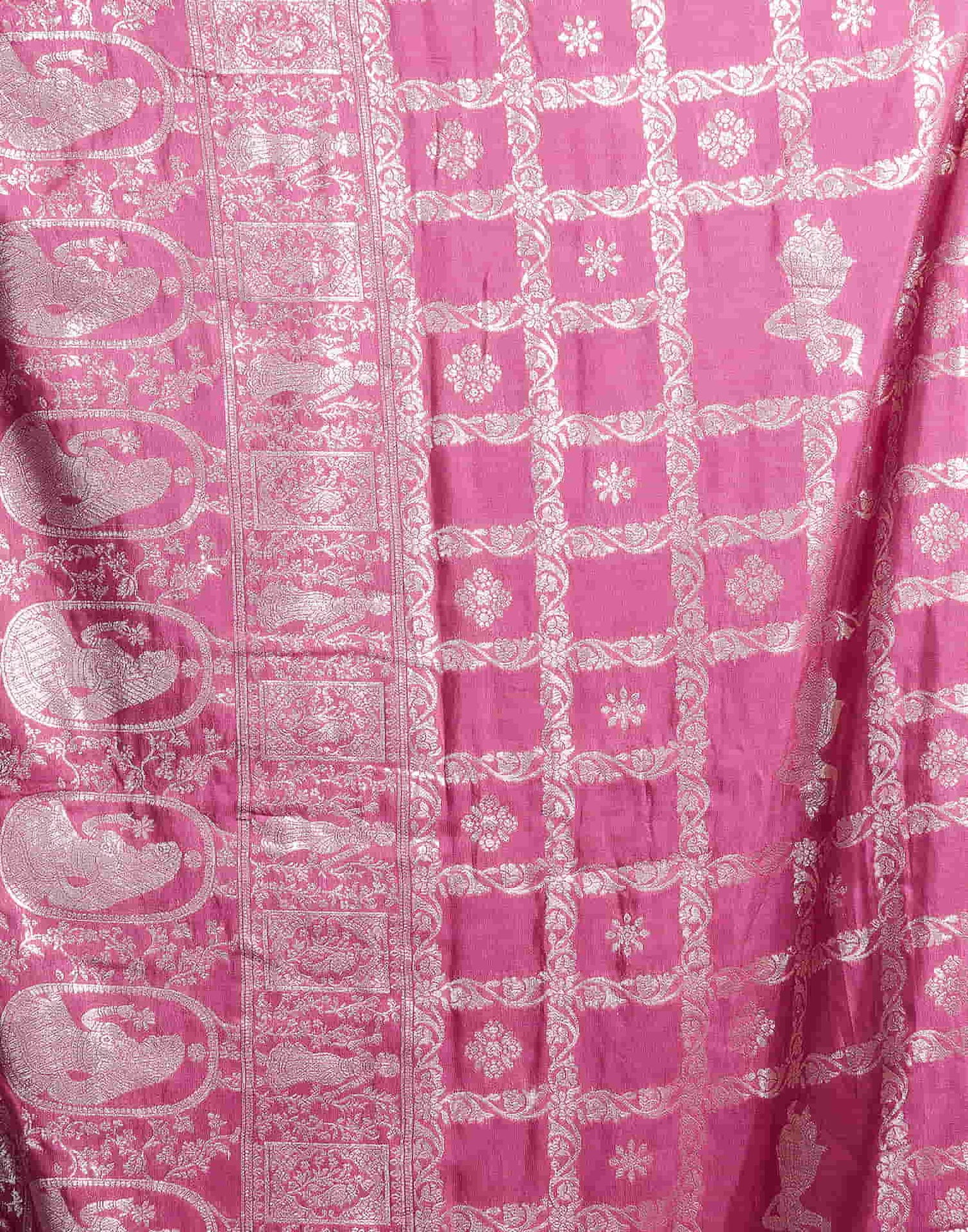 Pink Woven Banarasi Cotton Saree