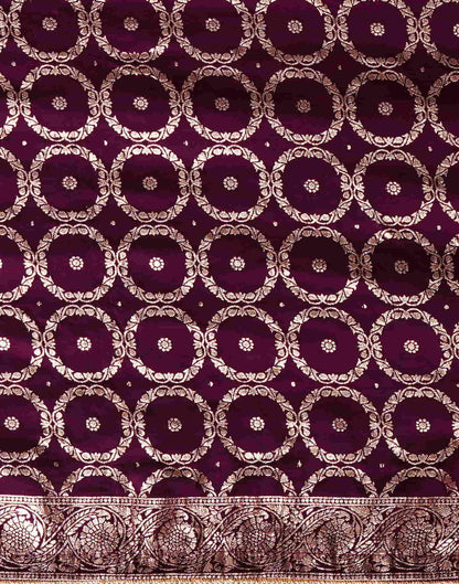 Wine Woven Banarasi Cotton Saree