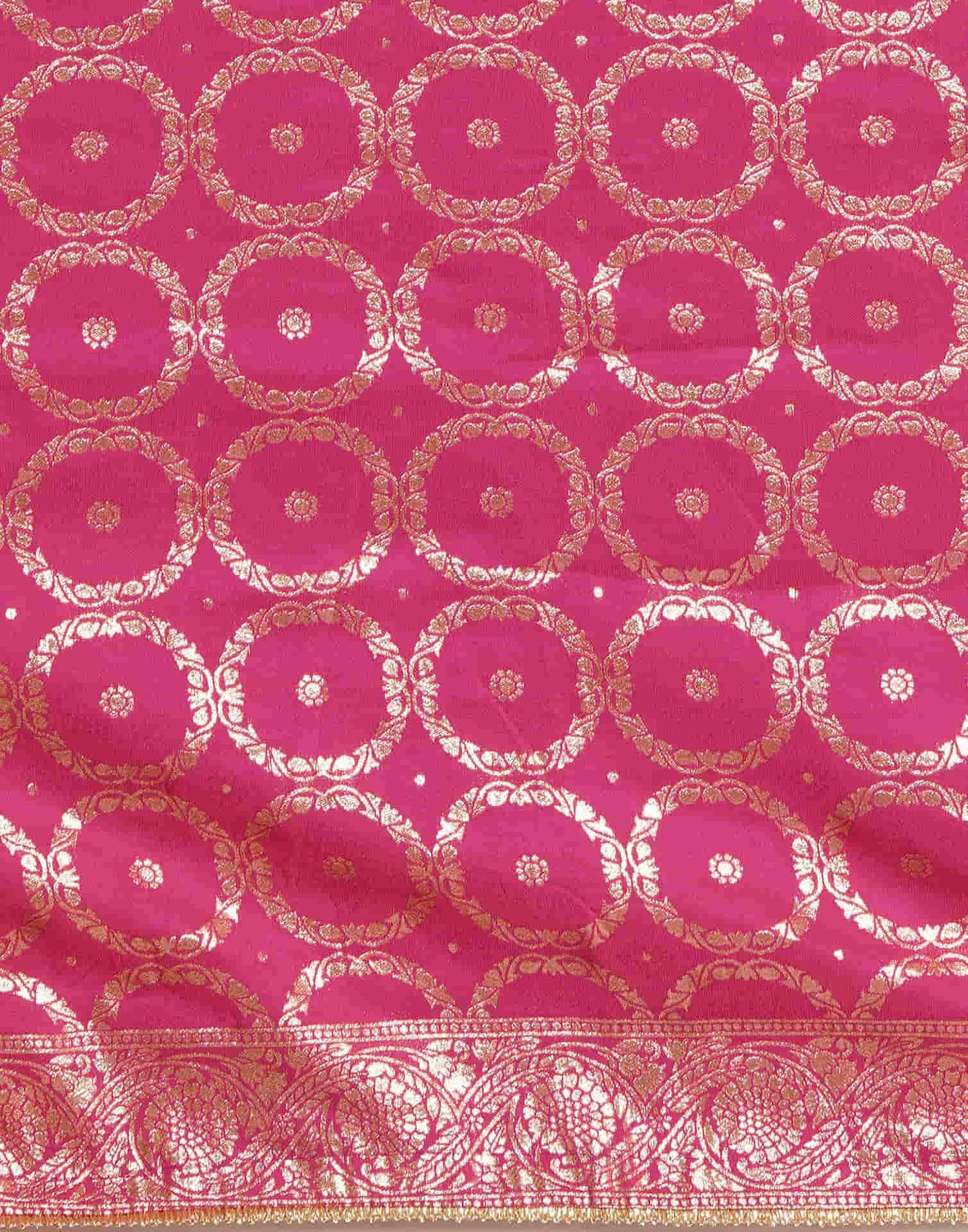 Bright Pink Woven Banarasi Cotton Saree