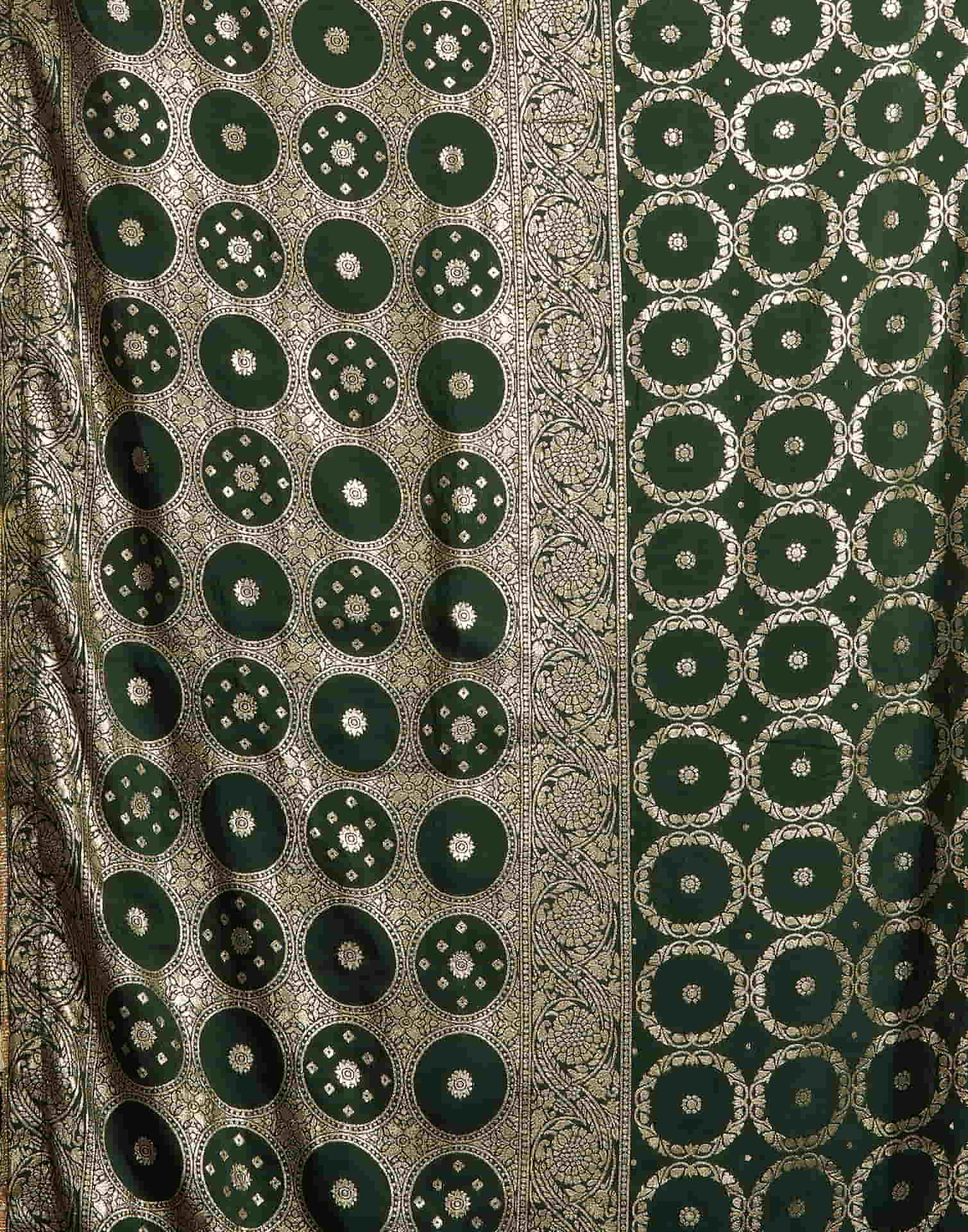 Dark Green Woven Banarasi Cotton Saree