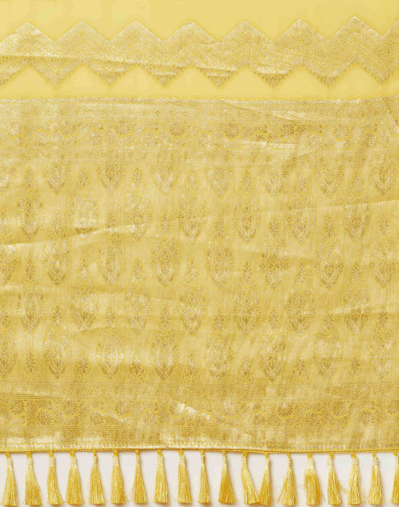 Yellow Woven Banarasi Georgette Saree