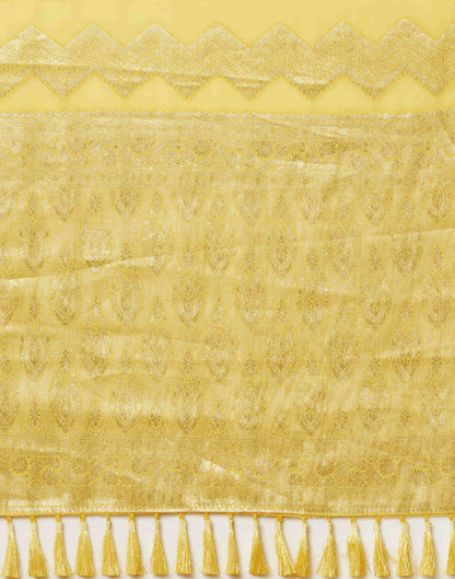 Yellow Woven Banarasi Georgette Saree