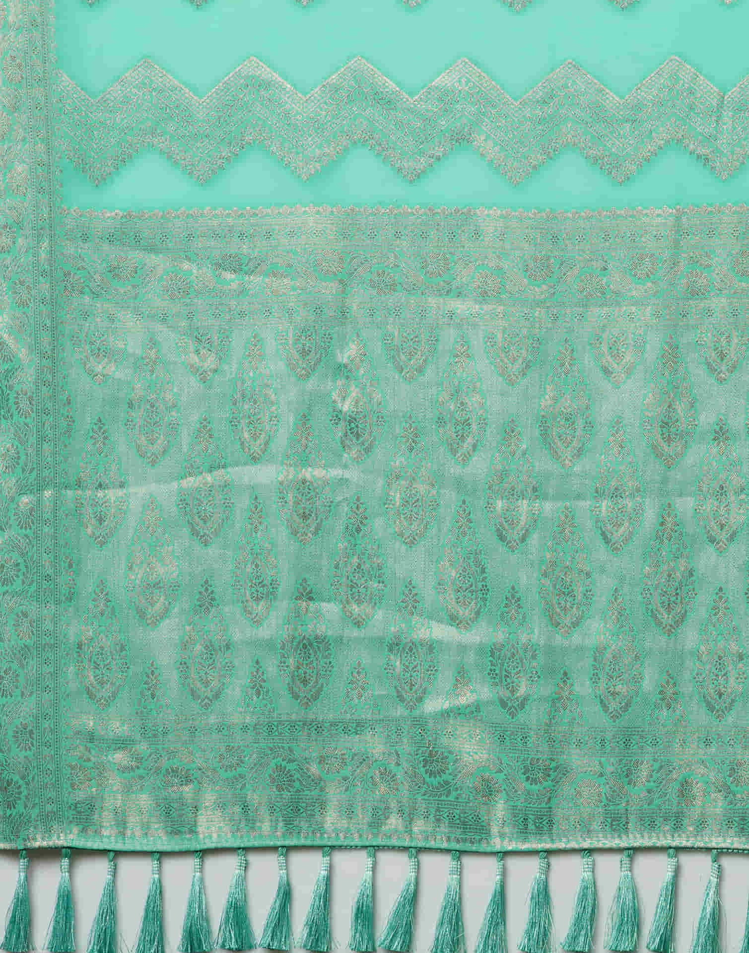 Turquoise Woven Banarasi Georgette Saree