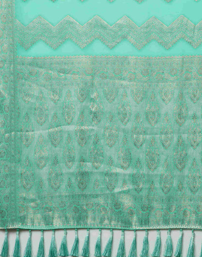 Turquoise Woven Banarasi Georgette Saree