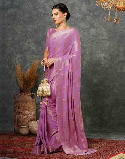 Light Purple Woven Banarasi Georgette Saree