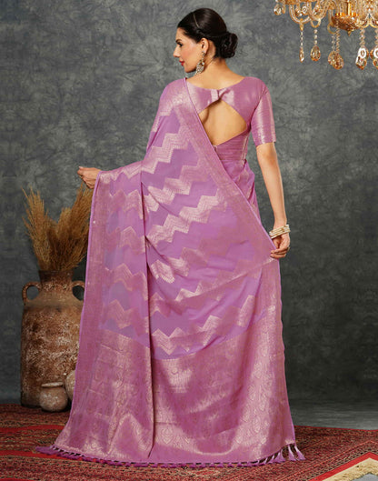 Light Purple Woven Banarasi Georgette Saree