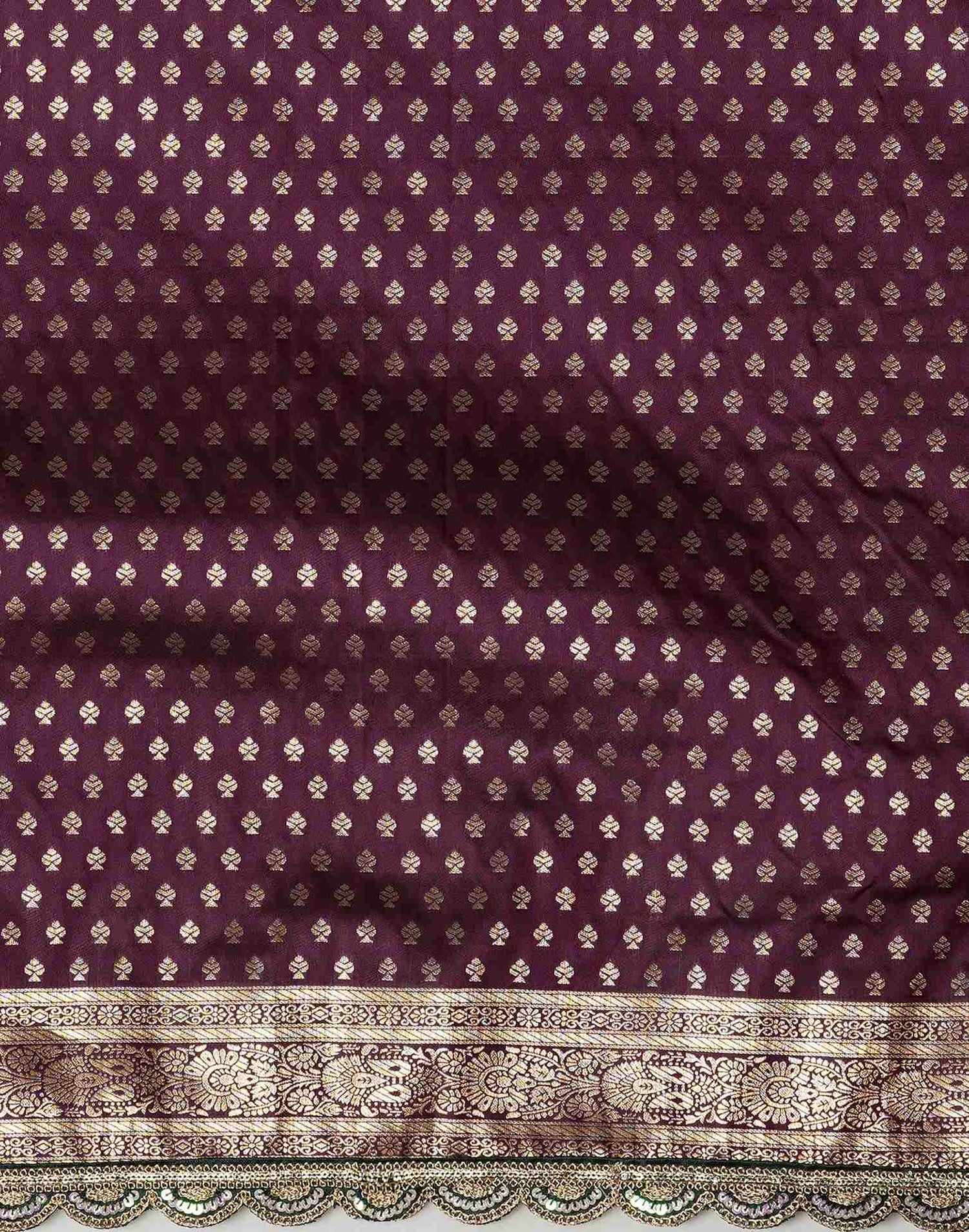 Wine Silk Sequence Banarasi Saree