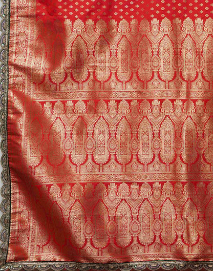 Red Silk Sequence Banarasi Saree