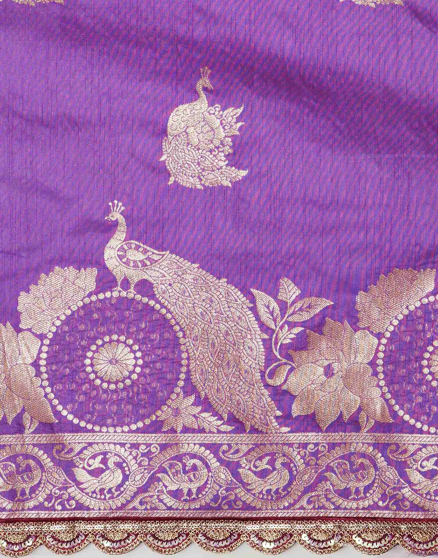 Lavender Silk Sequence Banarasi Saree