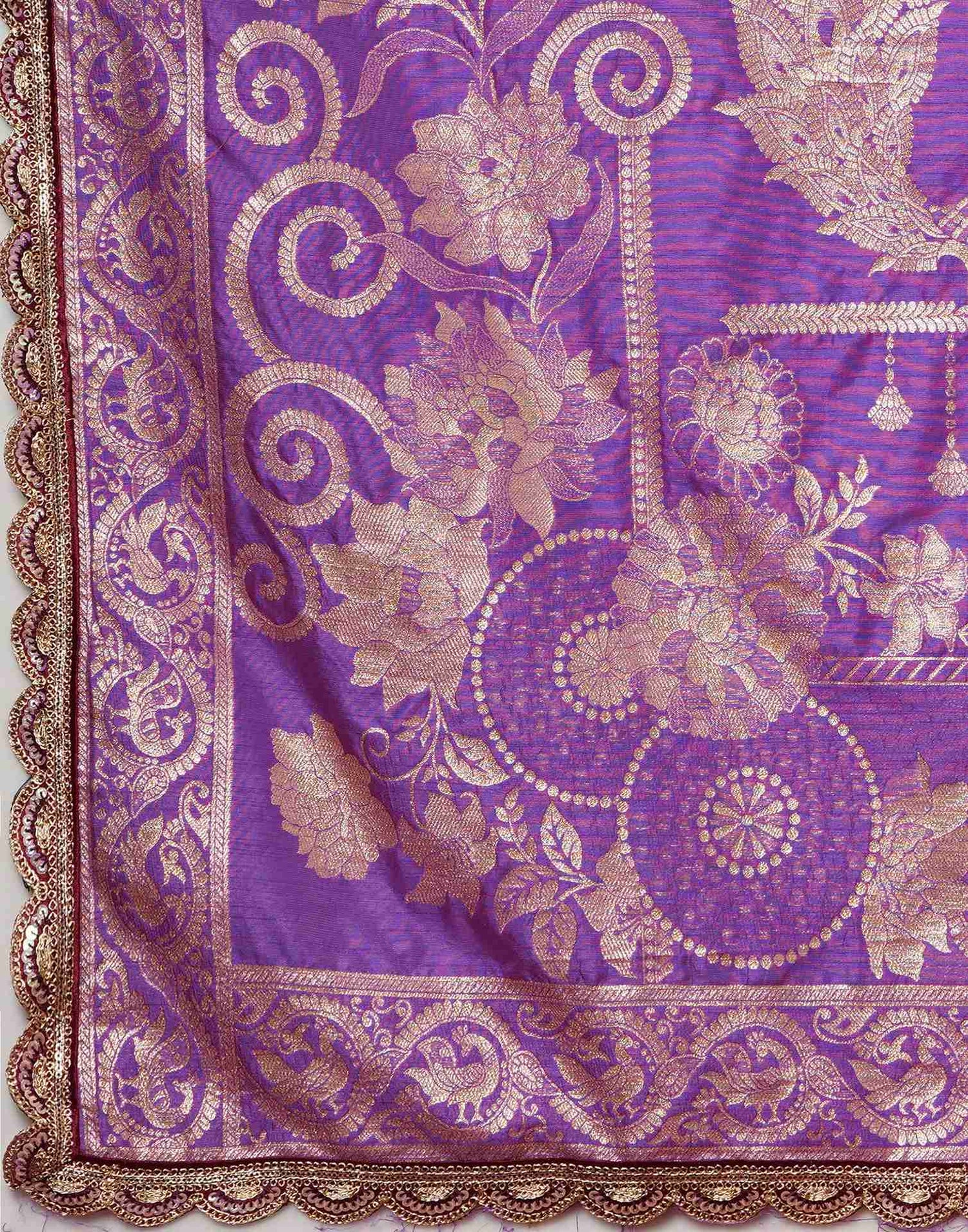 Lavender Silk Sequence Banarasi Saree