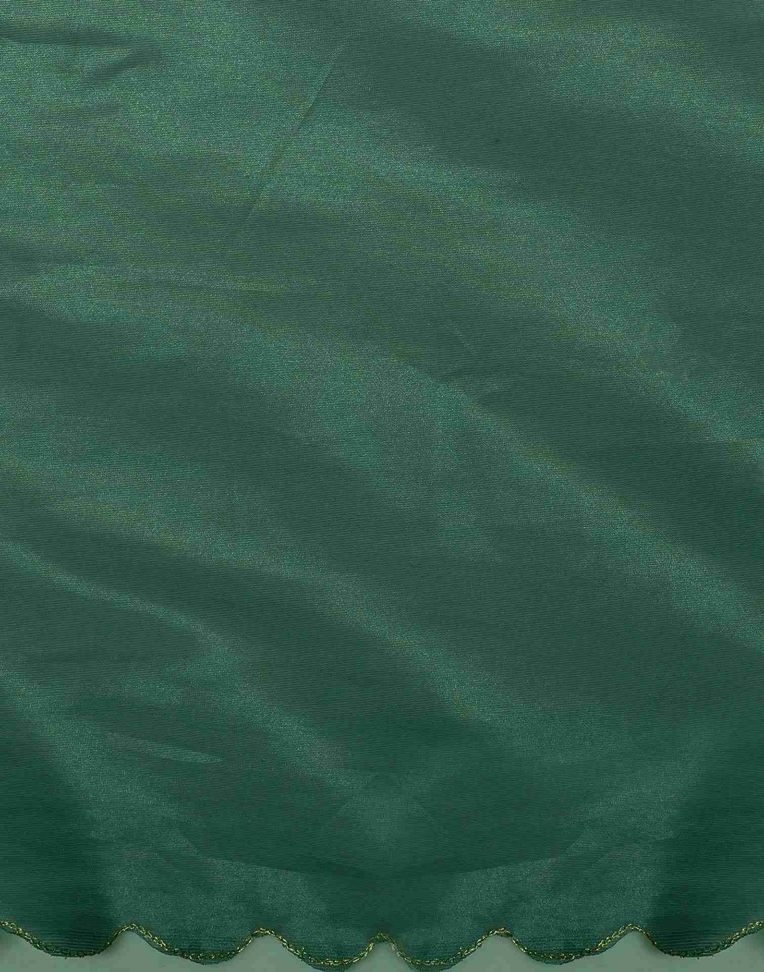 Dark Green Net Embroidery Plain Saree