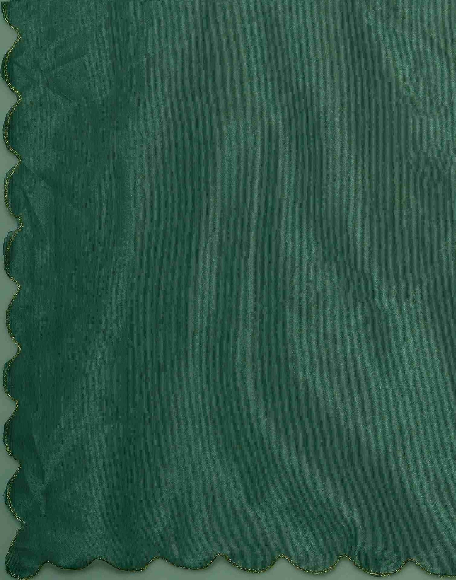 Dark Green Net Embroidery Plain Saree