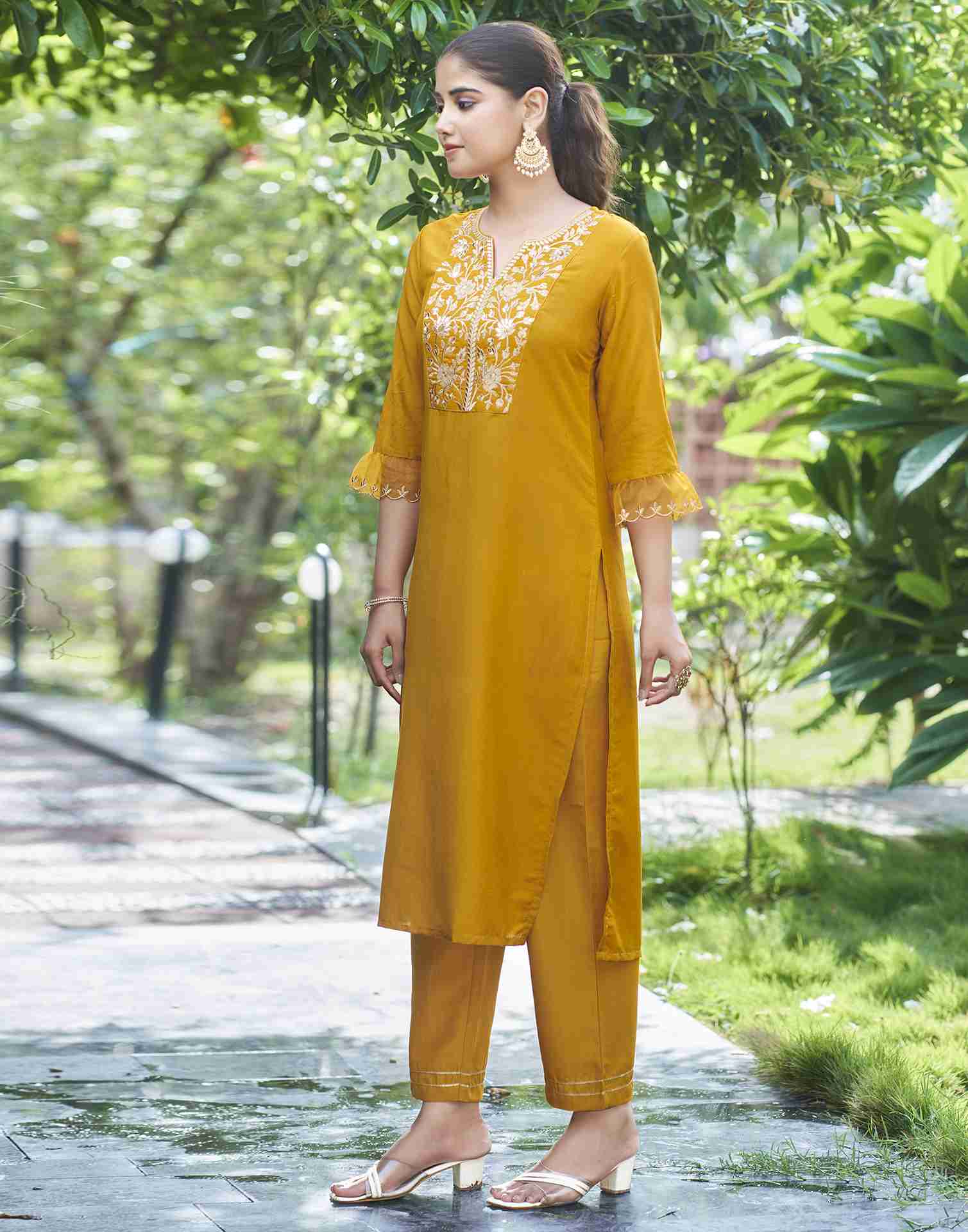 Yellow Embroidered Kurta Set With Dupatta