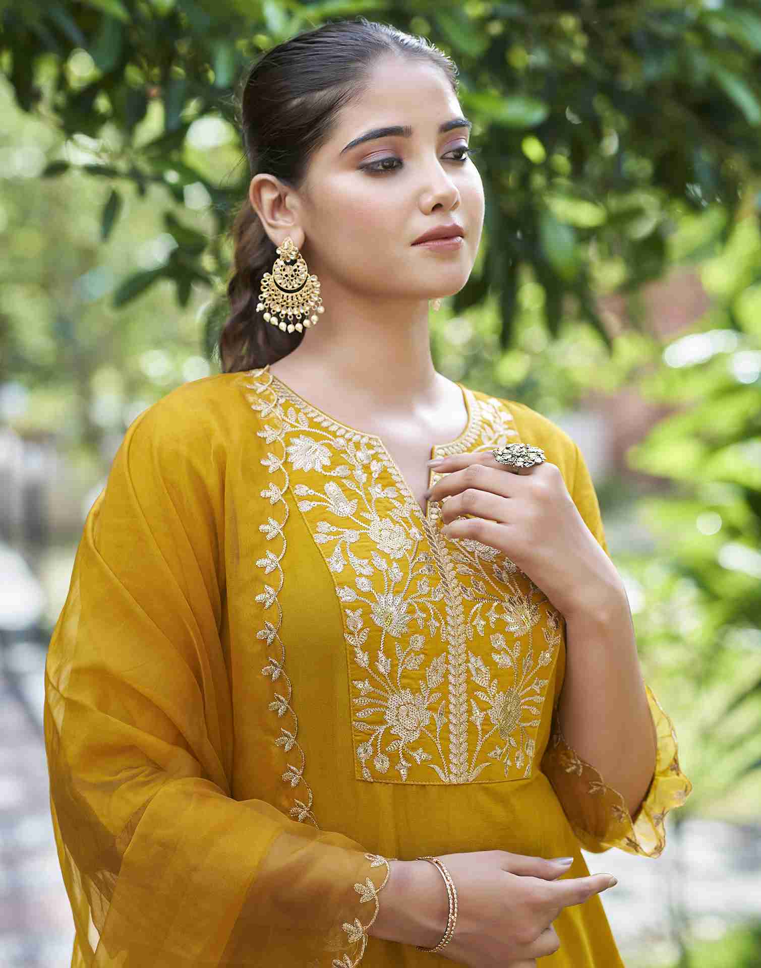 Yellow Embroidered Kurta Set With Dupatta