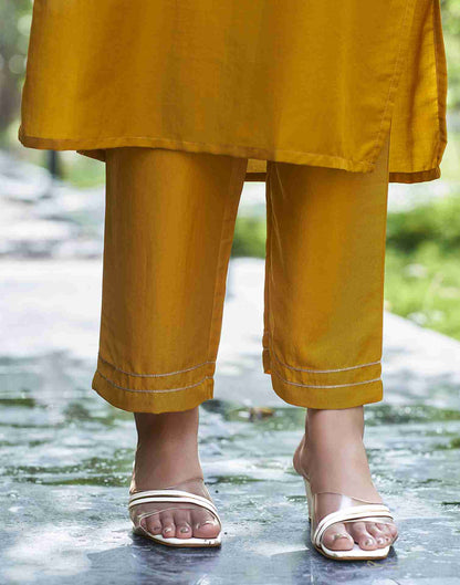 Yellow Embroidered Kurta Set With Dupatta