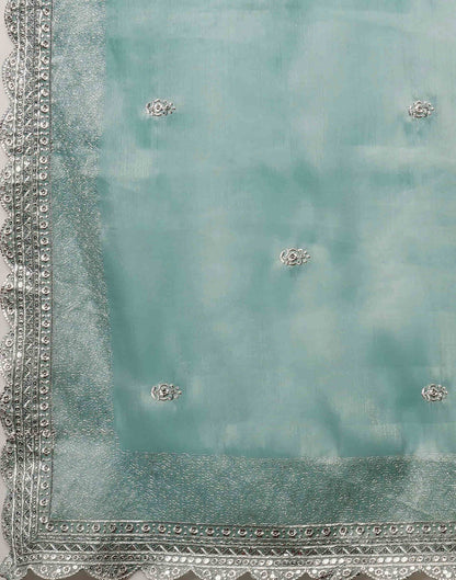 Sky Blue Silk Embroidery Embroidery Saree