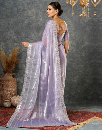 Light Lavender Silk Embroidery Embroidery Saree