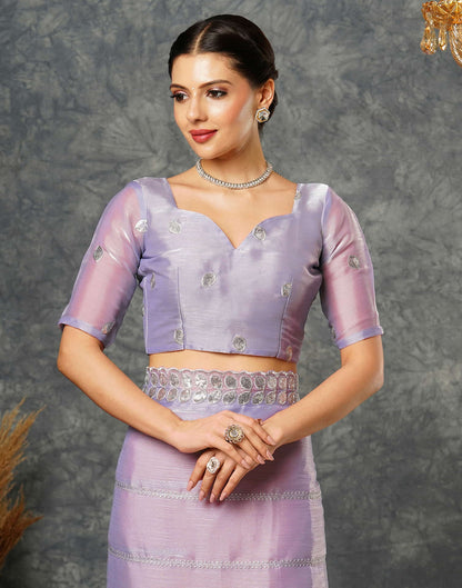 Light Lavender Silk Embroidery Embroidery Saree